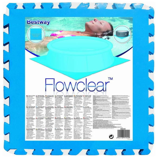 Bestway Flowclear Carreaux de Sol Bleu 50 x 50 x 0,4 cm (9 pièces)