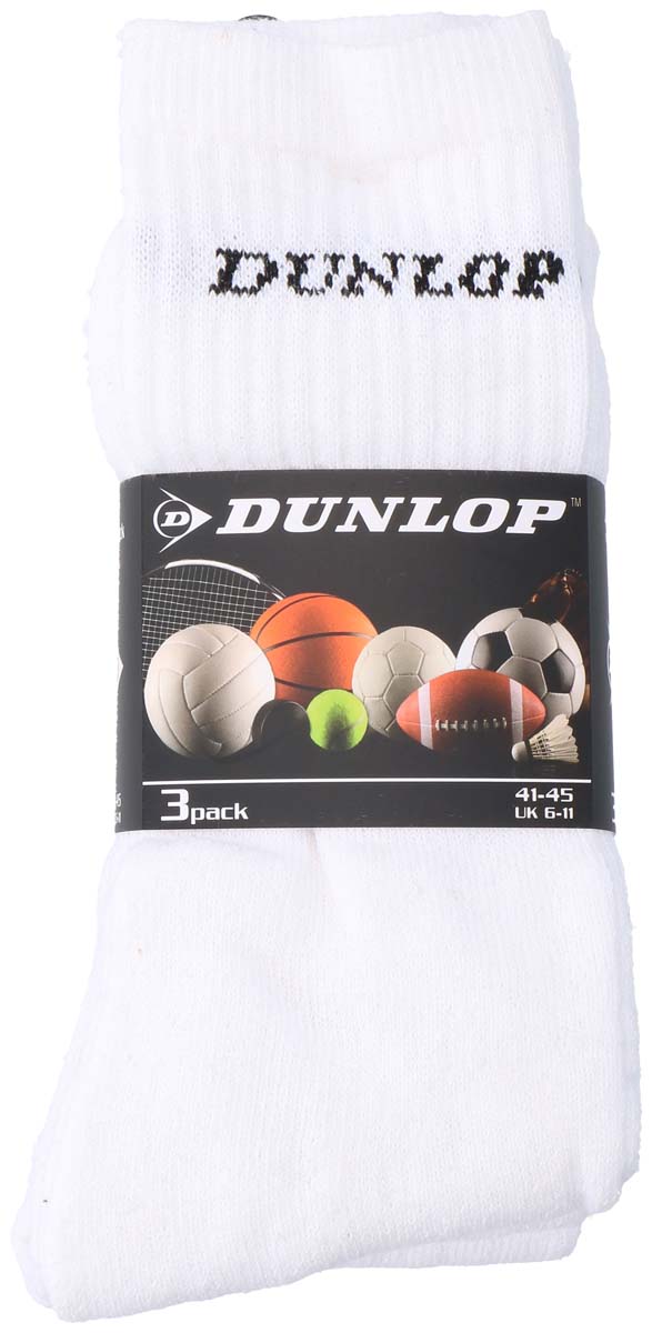 Dunlop Chaussettes de sport taille 41-45 - 3 paires - blanc