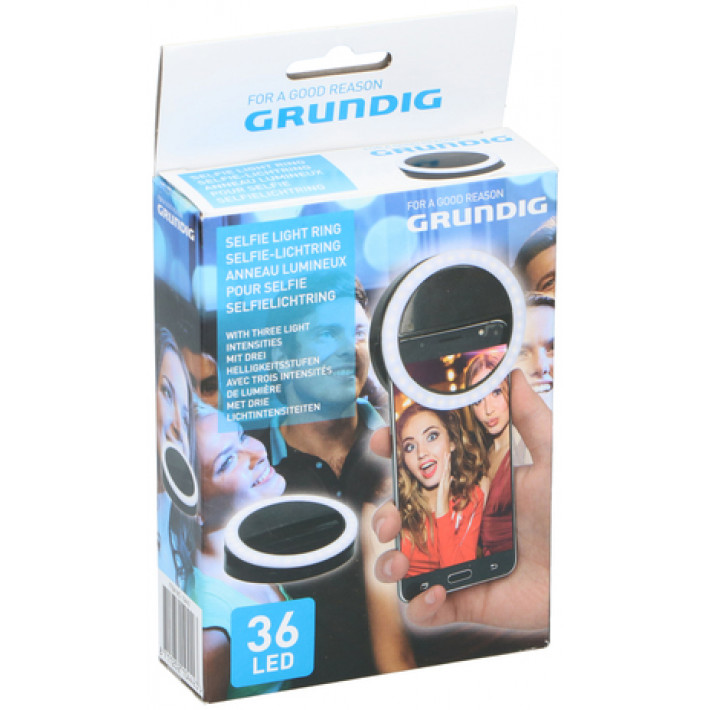 Grundig Selfie Ring LED Light Ø 8,5 cm - 3 réglages - 36 LEDs