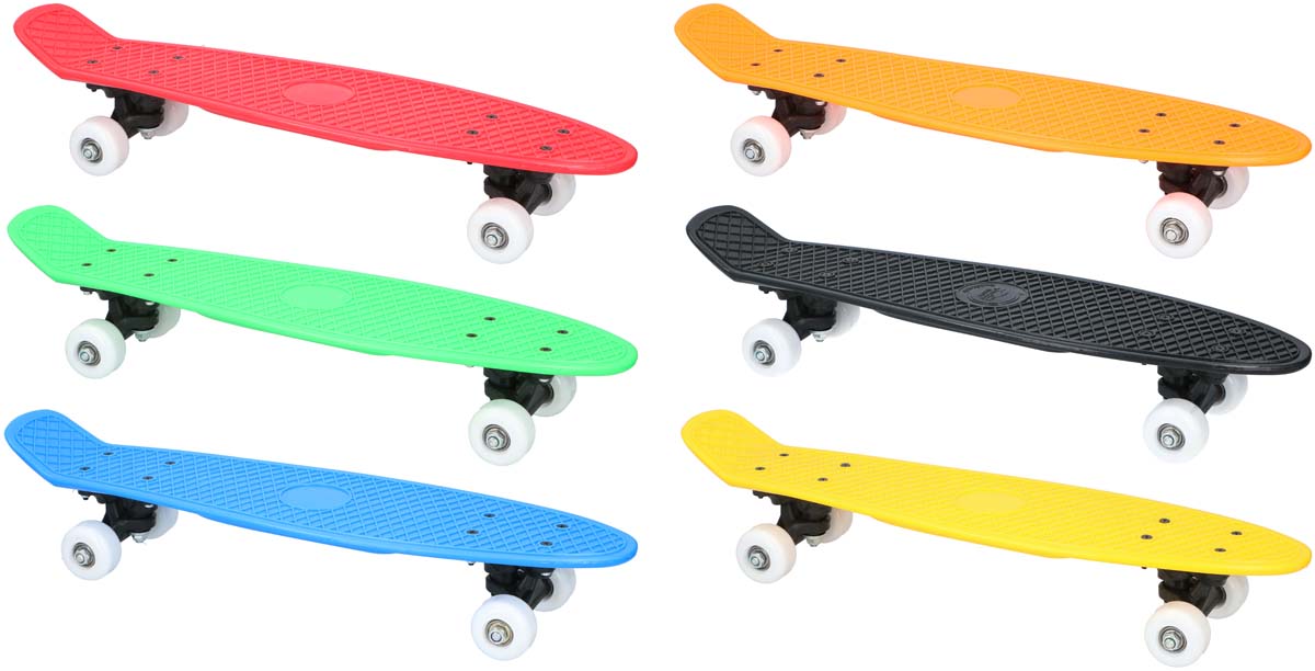 Skateboard No Fear 57 cm en Noir / Bleu / Vert / Rouge / Jaune / Orange