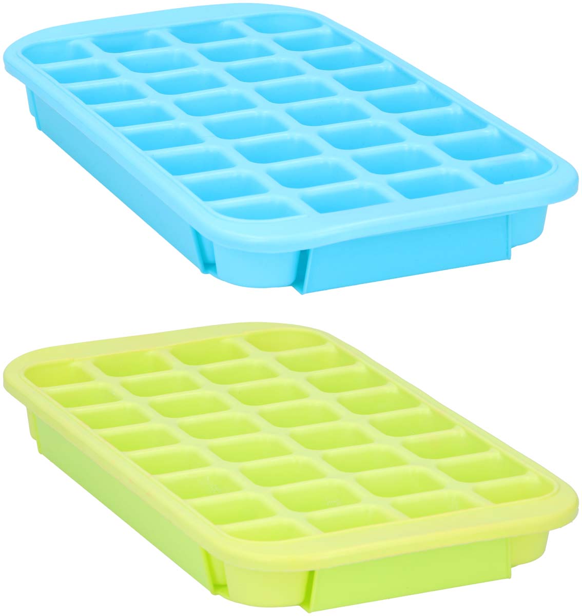 Bac à glaçons 33 x 18,5 x 3,5 cm - Formes de cubes - Support flexible en silicone - 2 pièces