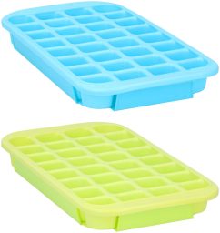 Bac à glaçons 33 x 18,5 x 3,5 cm - Formes de cubes - Support flexible en silicone - 2 pièces