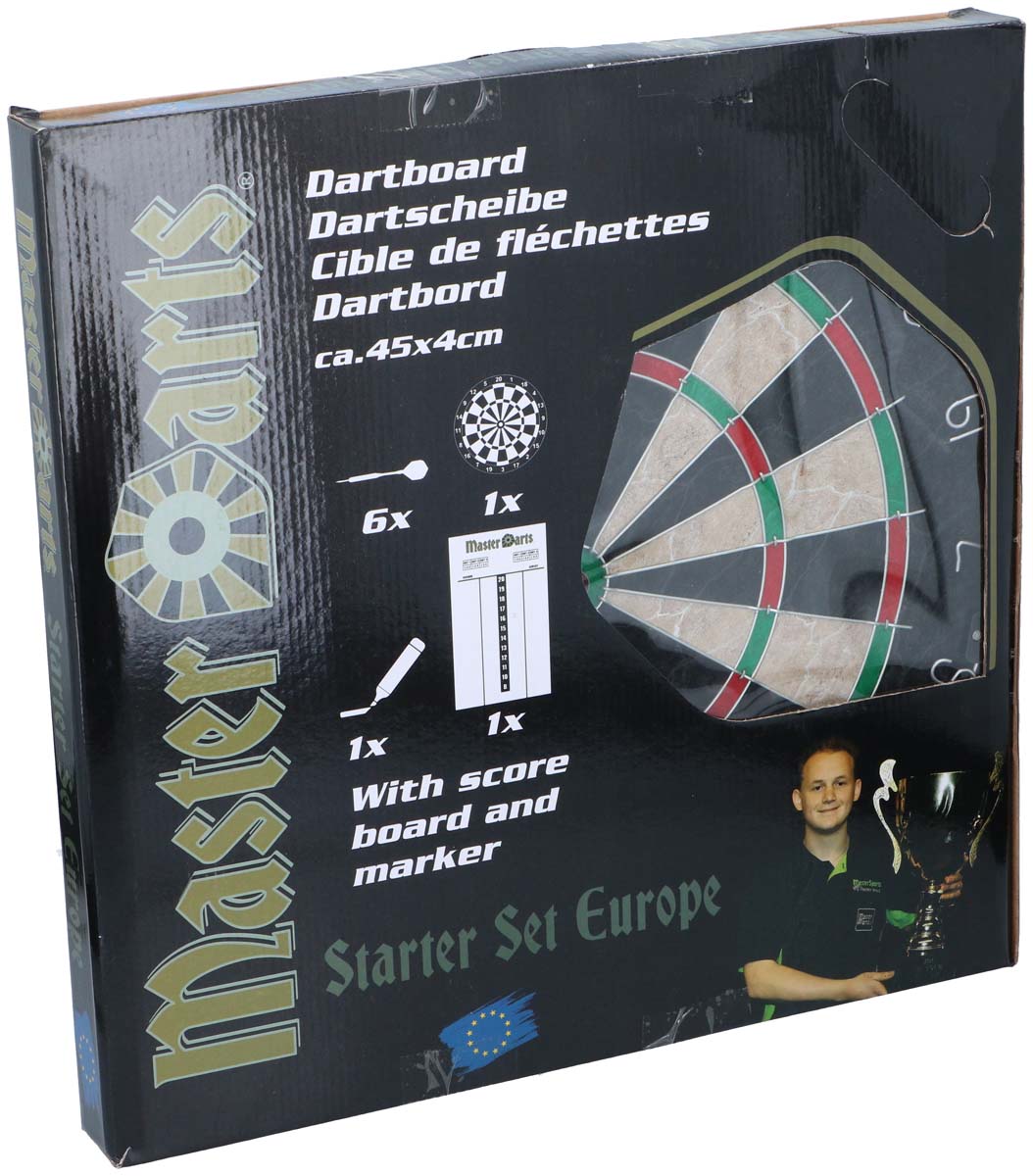 Master Darts Cible de Fléchettes Professionnelle Ø 45 cm incl. 6 fléchettes