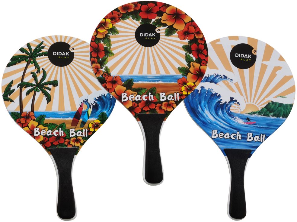 Set de beachball en bois - Didak Beach - 38x24 cm - 3 ass.