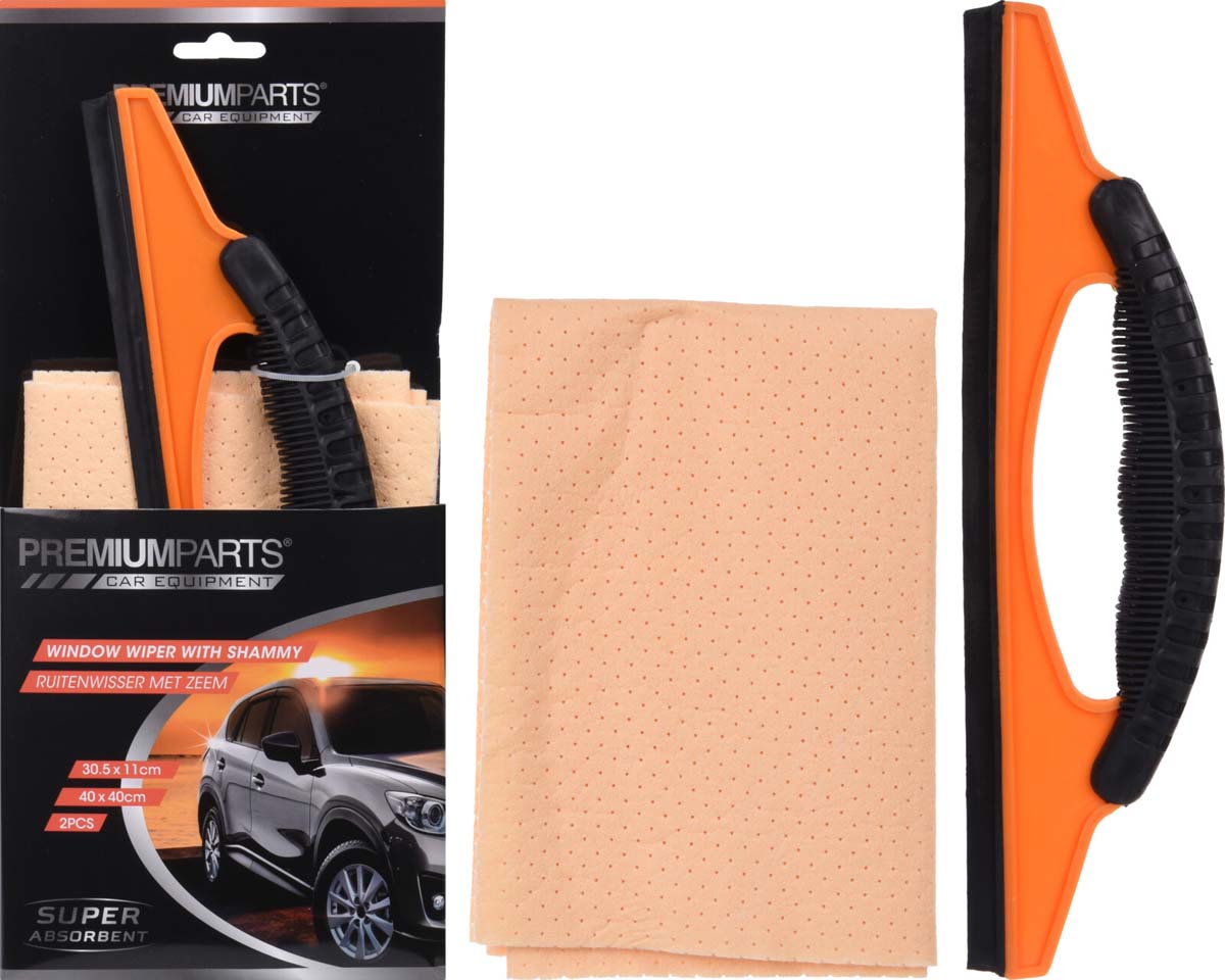 Kit de nettoyage de voiture - y compris grattoir à vitre et chamoisine