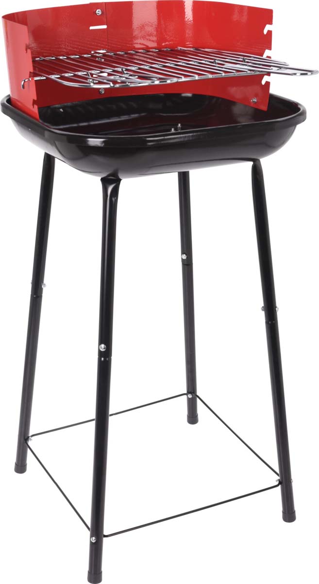 Barbecue à Charbon de Bois Semi-ouvert en noir / rouge