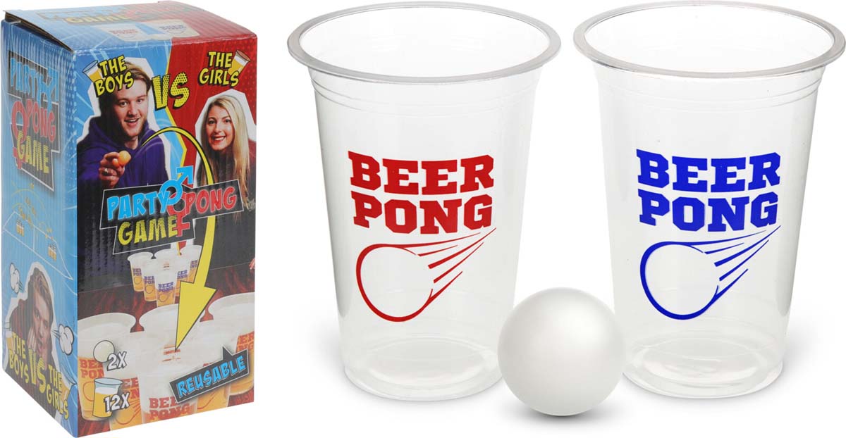 Jeu Beer Pong Party Game avec 12 Gobelets et 2 Balles (14 pcs)