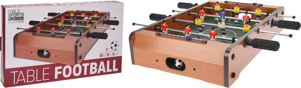 Tender Toys Table de football Bois 50 x 31 x 9 cm - incl. 2 ballons de football et compteur de points