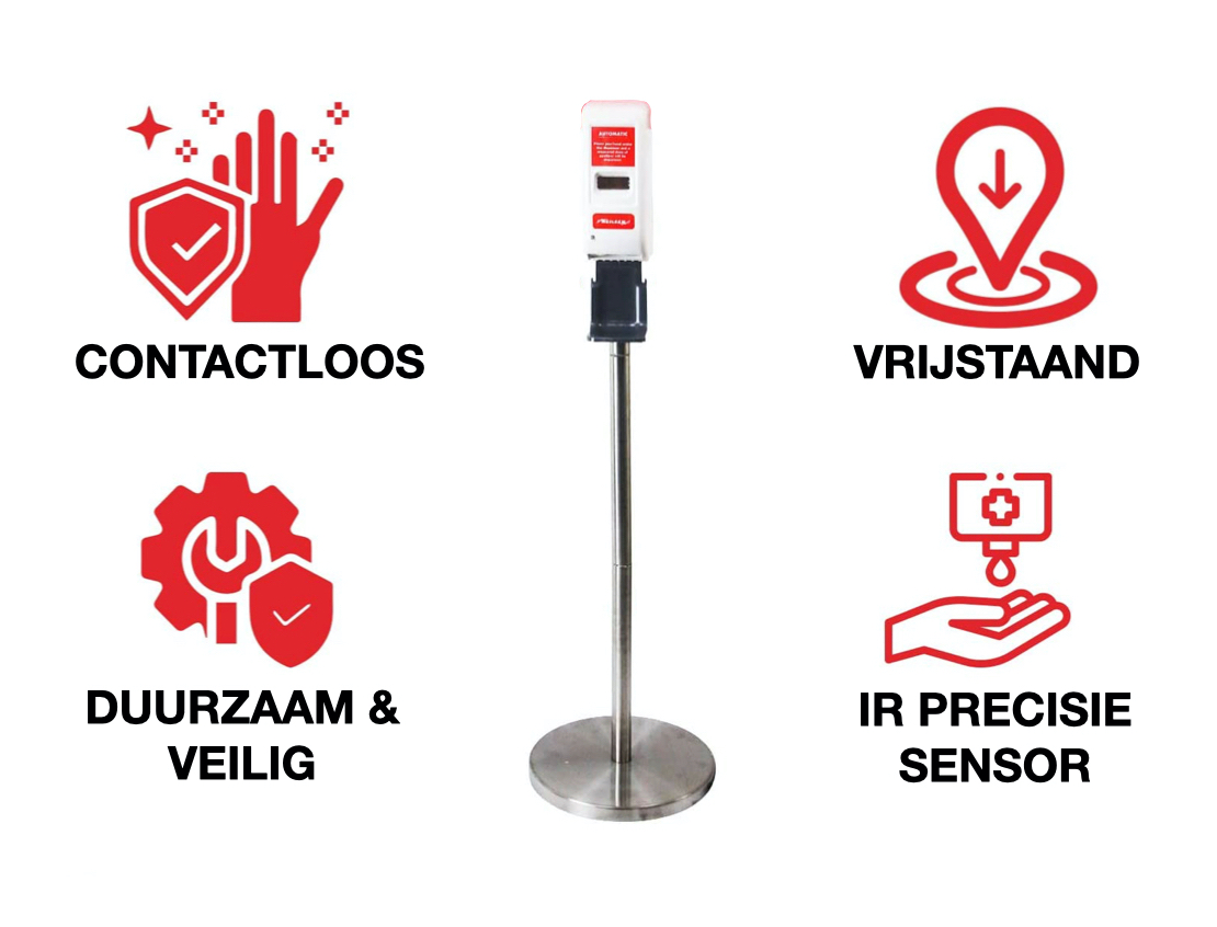 Neilsen No Touch Colonne de désinfection avec capteur et distributeur automatique – piles et 1 litre de gel désinfectant pour les mains inclus