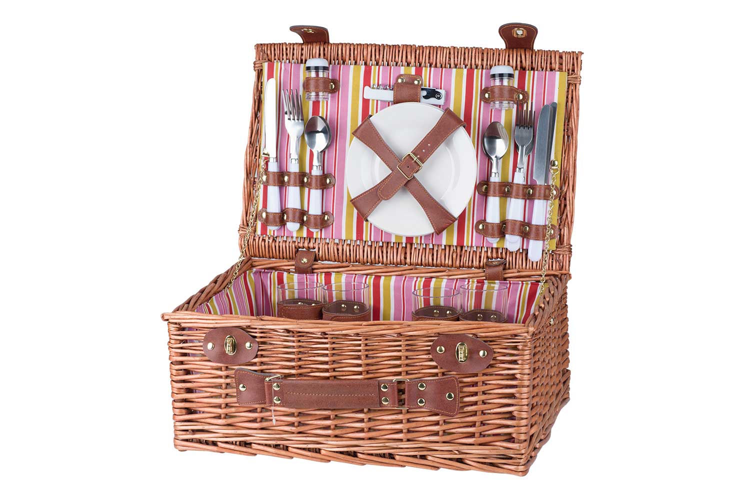 Cosy & Trendy Panier Pique-Nique 4P - Couverts, Assiettes, Verres, Ouvre-Bouteille, S.P.
