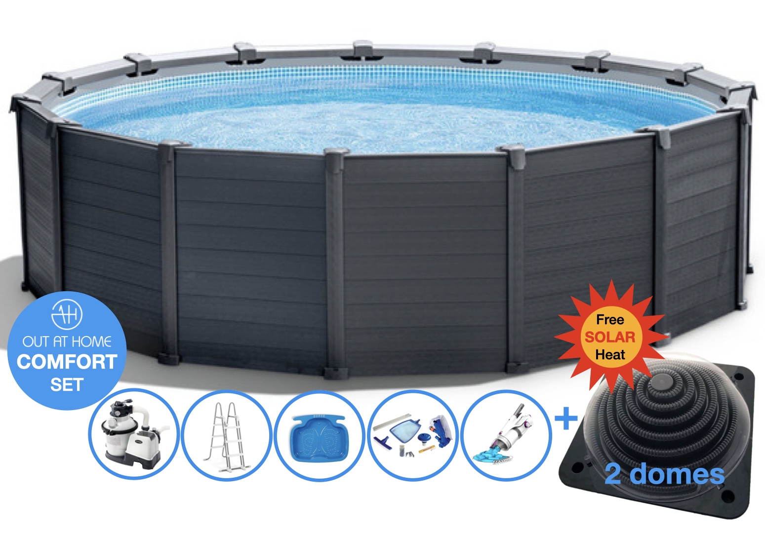 Ø 478 x 124 cm Set piscine Intex Graphite Panel COMFORT – ronde