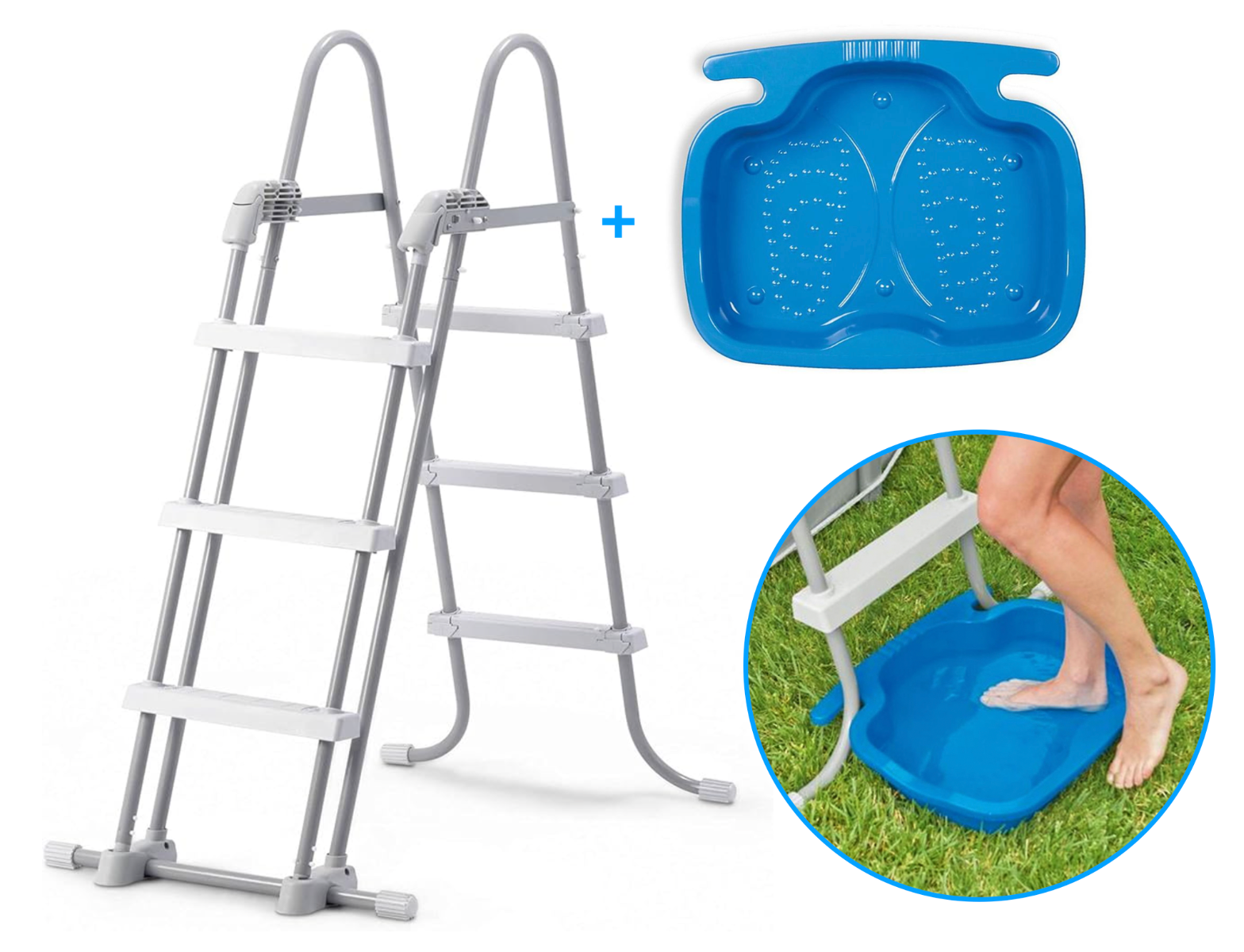 Echelle de sécurité Intex deluxe avec bain de pieds pratique pour piscine jusqu'à 107 cm de haut