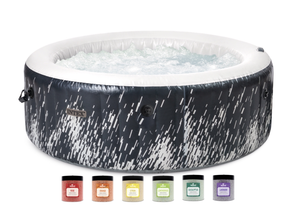 Intex PureSpa Glow Deluxe Bulles Spa 4 personnes + Aquatural Cristaux d'Arôme 6 x 350g