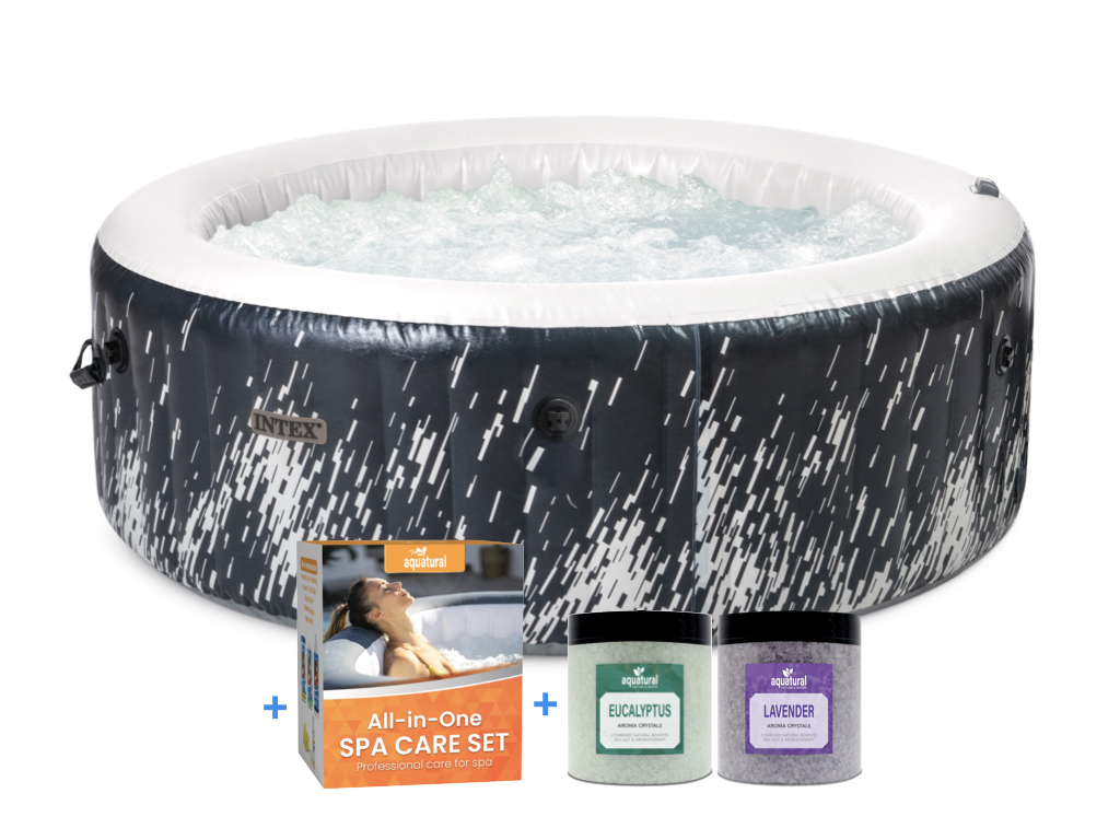 Spa à bulles Intex PREMIUM PureSpa Glow Deluxe pour 4 personnes + Kit de soins aquatiques + Wi-Fi