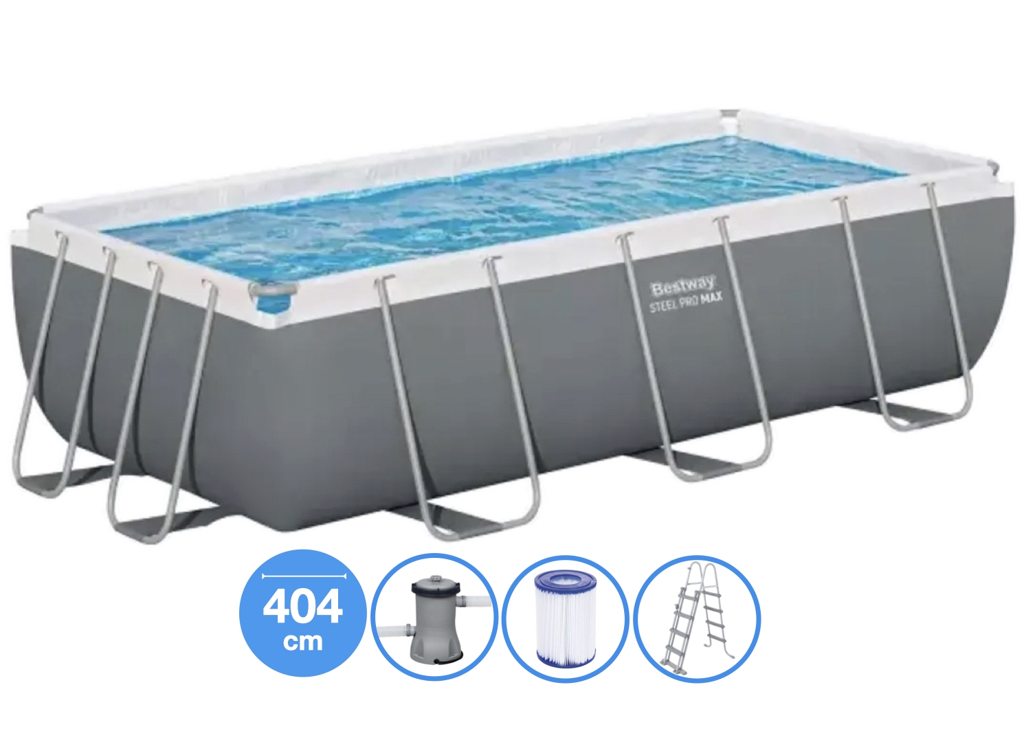 404 x 201 x 100 cm Bestway Power Steel Ensemble Piscine Rectangulaire
