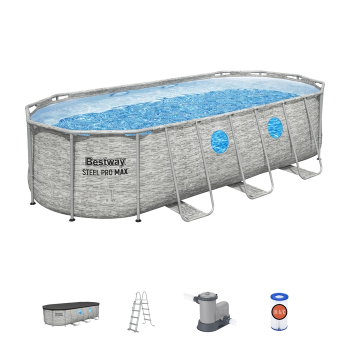 549 x 274 x 122 cm Bestway Power Steel Swim Vista Kit Piscine Ovale
